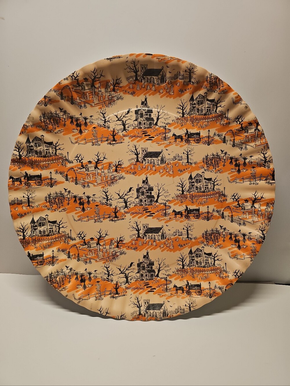 180 Degrees Melamine Extra Large Serving Platter Spooky Toile 16"